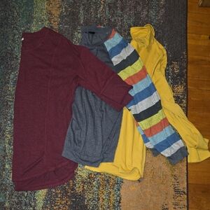 Casual Mixed Tops Bundle - Burgundy, Charcoal, Mustard & Multicolor Stripe